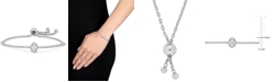 Macy's Lab-Created Moissanite Oval Halo Bolo Bracelet (3/4 ct. t.w.) in Sterling Silver